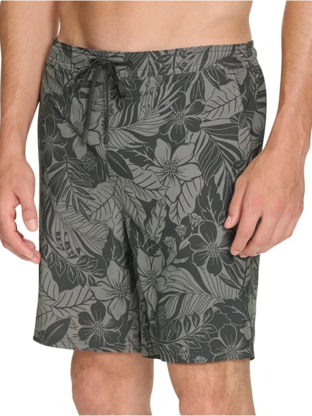 Kirkland Signature Gray Floral Swim Board Shorts size L NWT